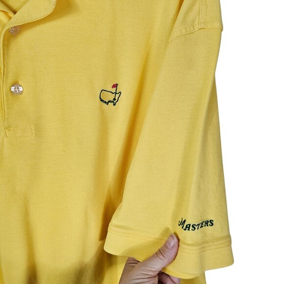 VTG Y2K Masters Collection Yellow Polo Shirt L 100% Pima Cotton Golf Casual - Picture 3 of 8